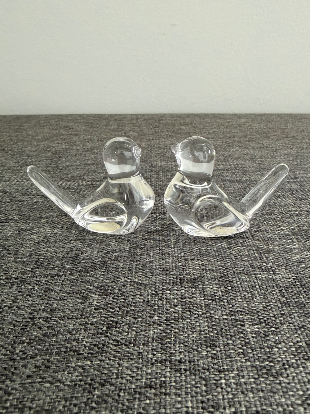 Princess House VTG Small Clear Lead Crystal Birds Figurines 24% Lead Set 2 Decor
